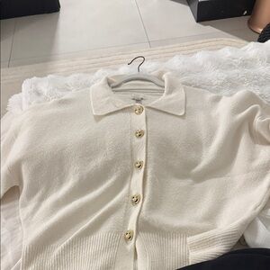 a new day Cream Cardigan with Gold Buttons